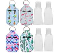 Toyvian Portable Travel Bottles 8Pcs Refillable Set with Diving Material and Keychain Holder, Mini Dispenser Bottles for Daily Use and Hand Washing, Sizes Xs19 Xs22 Xs23 Xs35