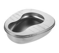 Toyvian Portable with Large Capacity Stainless Steel Bedpan Sleek Western Style Design for Bedridden Elderly Men and Women for Settings and Nursing Home Use