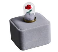 Toyvian Preserved Rose Dome with Velvet Base Box, Eternal Single Flower Decoration for Valentine’S Day, Christmas, and Home Decor