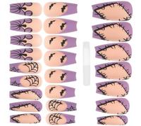 Toyvian Press on Nails with Glue Purple Resin False Nails Halloween 24pcs Classic Halloween Style Easy to Use Decoration for Day the Dead and Party