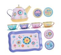Toyvian Pretend Tin Teapot Set for Garden Play Simulation Tea Set with Bright Colors Cognitive Development Plaything for Boys