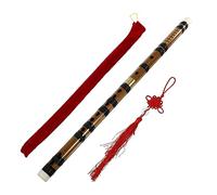 Toyvian Professional Chinese Bamboo Flute Dizi in G Key, 2pcs Natural Bamboo Transverse Flute for Beginners and Students, Traditional Wooden Wind Instrument with Random Accessories,