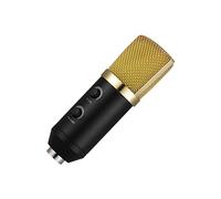 Toyvian Professional Condenser Microphone with Stand Included Plastic and Metal Material with Reverberation Echo Function, Golden Colour Suitable for Voice-over Sound and Recording