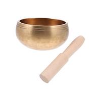 Toyvian Professional Meditation Singing Bowl Set with Rod and Gasket Golden Buddha Sound Bowl for Relaxation Stress Relief Yoga and Spiritual Practice Portable Tibetan Style