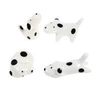Toyvian Puppy Ceramic Chopsticks Holder 4Pcs Black and White Rest for Home Dining Tableware