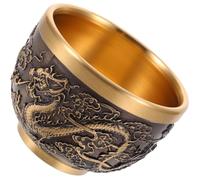 Toyvian Pure Brass Chinese Style Dragon and Phoenix Tea Cup Vintage Copper Wine Cup Retro Teaware for Tearoom and Office Decor, 1pcs Decorative Antique Drinkware