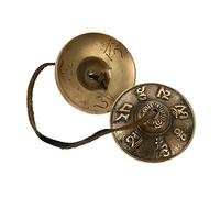 Toyvian Pure Copper Handmade Meditation Cymbal Bell with Six-character Blessing Engraving, Small Yoga Chime Bell for Religious Music and Mindfulness Practice