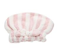 Toyvian Quick Dry Microfiber Striped Shower Cap Hair Towel for Women Water Absorbent Bath Hat Bow Detail Lightweight Head Wrap for Home and Travel