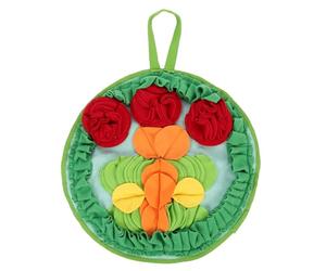 Toyvian Rabbit Snuffle Mat Slow Feeding Pad for Small Animals Hamster Bunny Foraging Pet Training Mat with Three Red Flowers
