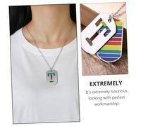 Toyvian Rainbow Double Pendant Necklace for Gay Pride Stainless Steel Hollow Letter Design with Rainbow Flag Elegant Chain Jewelry Gift for Lgbt Supporters