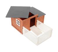 Toyvian Realistic Miniature Chicken Coop and Fence Playset for School Projects and Dollhouse Accessories, Plastic Farm Hen House Model Toy for Pretend Play and Garden Decoration