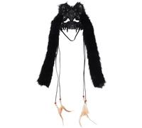 Toyvian Realistic Werewolf Mask with Black Synthetic Headpiece, Halloween Beast Mask Cosplay Accessory for Adult Parties and Festival Costume