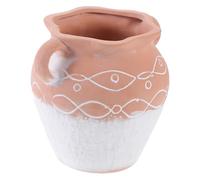 Toyvian Red Ceramic Planter Pot with Drainage Breathable Indoor and Outdoor Flowerpot for Succulents Cacti and Decorative Plants Handcrafted Dual-handle Design for Home and Garden