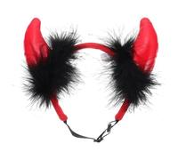Toyvian Red Cloth Dog Headband Easy to Put and Take with Lovely Devil Horns Stylish Pet Head Decor for Dogs and Cats for Birthdays and Family Portraits