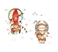Toyvian Removable Waterproof Hot Air Balloon Stickers for Nursery Wall Art and Rooms Featuring Cartoon Animal Designs on Sturdy PVC Material