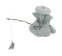 Toyvian Resilient Resin Mini Fisherman Statue Japanese Decor for Fish Tank Garden Bonsai Aquarium Ornament with Detailed Artistry and Symbolic Wisdom Design