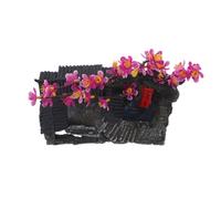 Toyvian Resin Aquarium Decorative Pavilion with Miniature Cottage and Rockery, Realistic Asian Theme Fish Tank Home Decor, Low Maintenance Fish Tank Garden Ornament for Miniature Landscape