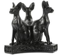 Toyvian Resin Egyptian Bastet Cat Statue with Black Finish Ancient Egyptian Goddess Sculpture and Crystal Ball Base Holder for Spheres Decorative Indoor Ornament for Home Altar Display