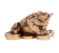 Toyvian Resin Feng Shui Toad Statue Imitation Copper Color Chinese Money Frog Figurine Home Office Ornament for Luck Wealth Prosperity Animal Decoration