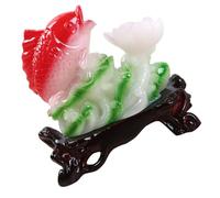 Toyvian Resin Fortune Fish Ornament Tabletop Animal Statue with Vivid Color and Smooth Texture for Office Desktop Home Living Decoration Creative Gift for Luck and Celebration