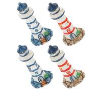 Toyvian Resin Miniature Lighthouse Models Ocean Theme 4pcs Small-scale Sculptures Versatile Use Coastal Decor Party Decorations