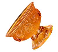 Toyvian Retro Amber Buddhist Water Offering Cup for Temple Worship Aging-Resistant Colorful Glass Chalice for Meditation Blessing Multi-Functional Holy Water Container and Zen Decoration