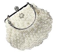 Toyvian Retro Pearl Beaded Handbag for Women Casual Pouch with Secure Lock Clasp Eye-catching Solid Color Single-shoulder Bag for Dating and Daily Use