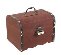 Toyvian Retro Pirate Treasure Chest Wooden Storage Box with Lock Multi Functional Coin Bank and Keepsake Case for Jewelry Trinkets and Document Organization