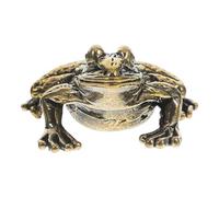 Toyvian Retro Small Brass Frog Figurine Tea Pet Desktop Ornament for Home Office Study Decor Cute Animal Sculpture for Tea Table Living Gift for Holidays and Housewarming