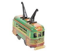 Toyvian Retro Tinplate Pull Back Bus for Boys and Nostalgia Die Cast Double Sightseeing Vehicle Artistic Home Decor Collectible Friction-powered City Bus