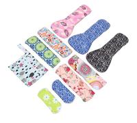Toyvian Reusable Bamboo Charcoal Menstrual Pads 10pcs Set (3 Large + 4 Medium + 2 Small) Washable Sanitary Napkins with Storage Bag for Women’s Period Care