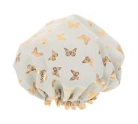 Toyvian Reusable Shower Cap Waterproof Bathing Hat for Women with Double Layer Design and Elastic Fit in Light Green Fabric and Pe, Comfortable Fit for Long Hair Use at Home or Salon