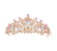 Toyvian Rhinestone Crown Headband Pink Princess Tiara for Weddings Birthdays Proms Parties Comfortable Fit Versatile Hair Accessory for Teens