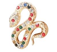 Toyvian Rhinestone Snake Brooch Pin Gold Tone Crystal Animal Lapel Pin Vintage Style Jewelry Badge for Coat Accessories