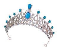 Toyvian Rhinestone Tiara Crown for Small Crystal Hair Accessory Blue Birthday Party Headpiece for Little Dress-up and Photography