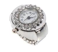 Toyvian Ring Shaped Watch Ring Watch Shiny Silver Quartz Glass Decorative Timepiece for Women Mini Cute Fashion Statement