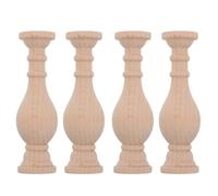 Toyvian Roman Column Wood Spindles 4Pcs Unfinished Decorative Finials 3.89X1.10In for Chair Repair and Indoor Staircase Balusters