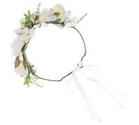 Toyvian Romantic Jasmine Flower Headband Bridal Crown Hair Accessory Floral Wreath for Wedding Dogs