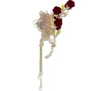 Toyvian Rose Flexibility Hair Strong Claw with Clip for Flower Thick Alloy Material Simple Chic Design Easy to Use for Travel and Office