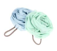 Toyvian Rose Mesh Shower Pouf 2pcs Bath Shower Balls Exfoliating Body Scrubber for Sensitive Skin, Soft Flower Bath Sponges in Sky Blue and Mint Green for Daily Bathing and Spa Use