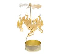 Toyvian Rotary Candle Holder Carousel, Stainless Steel Rotating Decorative Tealight Holder in Golden Finish, Elegant Home Decor for Holiday Decorations, Candle Not Included