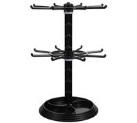 Toyvian Rotating Necklace Holder Stand 2-Tier Small Jewelry Organizer Display Rack for Necklaces Keychains and Bracelets Desktop Storage