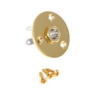 Toyvian Round Indented Guitar Jack Socket Standard 1/4 Inch Output Plate with Screws for Electric Guitar Bass Glossy Golden Surface Iron Copper