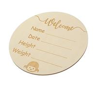 Toyvian Round Wooden Birth Announcement Sign for Newborn Name Plaque Photography Prop Diameter for Welcoming Girls