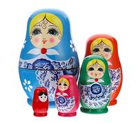 Toyvian Russian Matryoshka Dolls 5 Traditional Babushka Matryoshka Wooden Dolls Girls Figures Stacking Dolls Toy Gift for Children Birthday 11 cm High Random Style