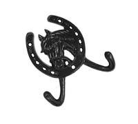 Toyvian Rust-Resistant Cast Iron Horseshoe Double Hook Wall Mount European Style Decorative Household Storage for Coats Towels Bags Entryway and Bathroom Organization