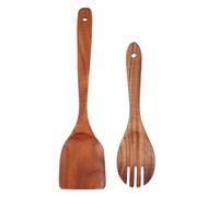 Toyvian Rustic Wooden Salad Forks with Extended Handles, Versatile Design Long Handle Salad Mixing Utensils for Kitchen and Dining Use
