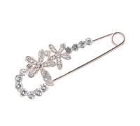 Toyvian Safety Pin Crystal Hat Badge Alloy Brooch Fix Clothes Elastic Waist Dressing Accessory with Nature Design Flower and Branch Shape for Dining Decorations