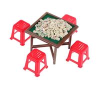 Toyvian Scale Dollhouse Mahjong Table and Chair Miniature Plastic Furniture for Pretend Play Easy to Assemble Clean and Store Compatible with Various Dollhouse Styles for Collectors