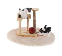 Toyvian Scale Miniature Cat Tree Dollhouse with Kitten Figures Wooden Climbing Frame Ornament for Small Scene Photography Pretend Play Cats for Collectors